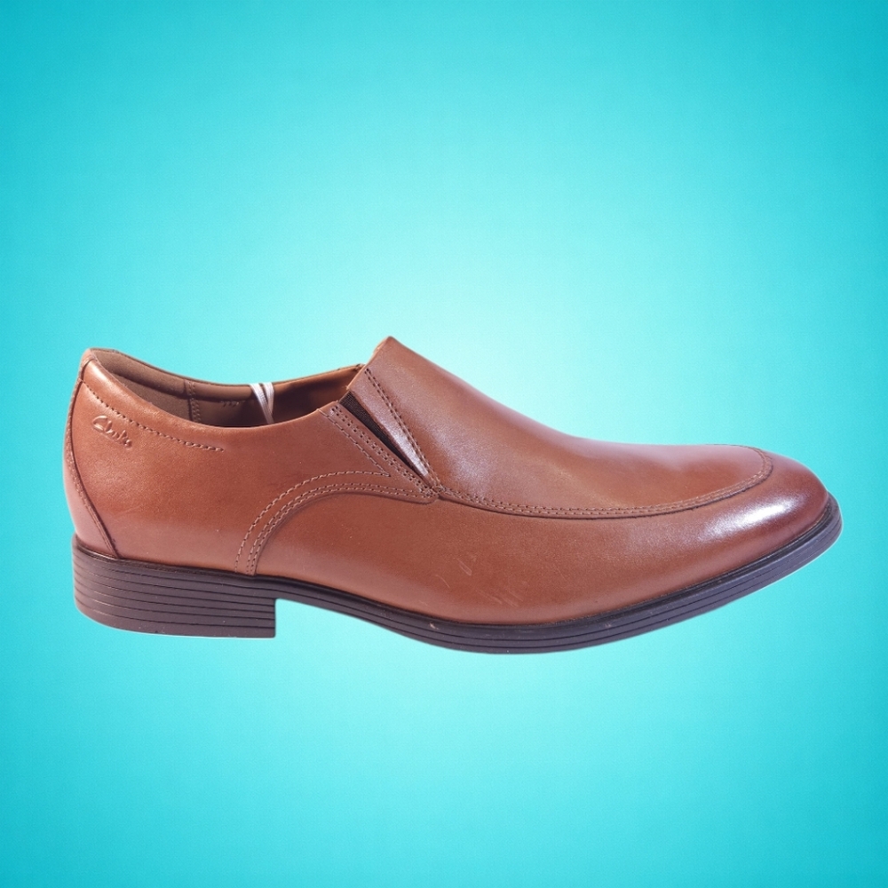 New Men's New Clarks Whiddon Step Leather Tan Loafer Size 14